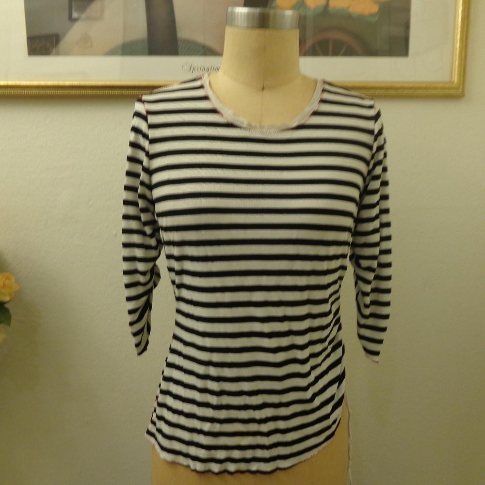 Rozae Nichols Black and White Striped Top